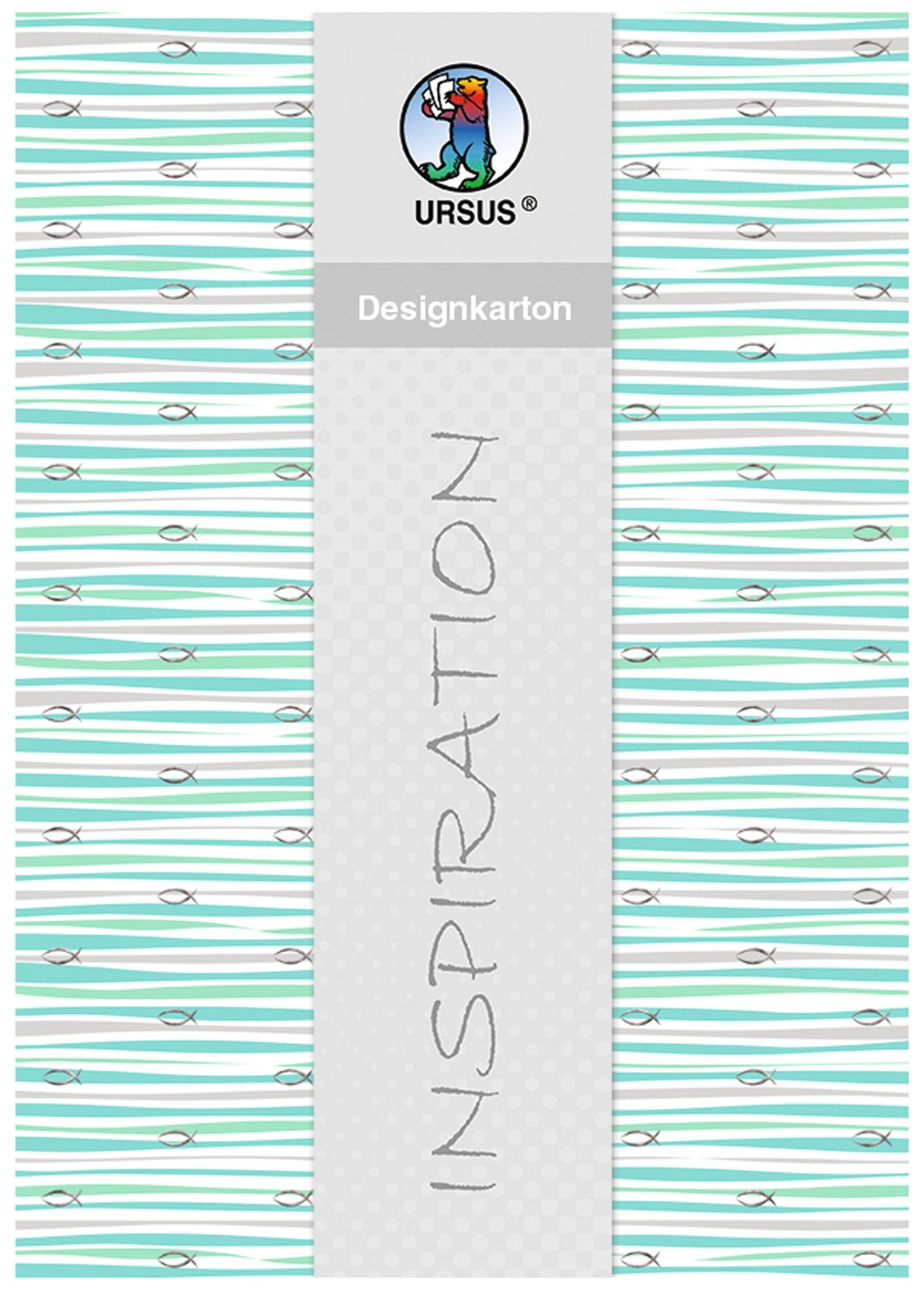ursus-designkarton-jesus-aqua-streifen-din-a4-200-g-qm-5-blatt-silberveredelt image 1