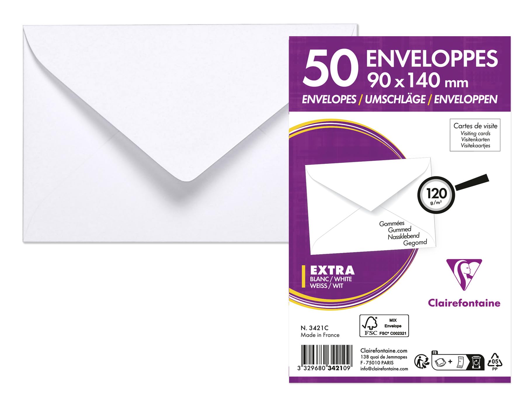 clairefontaine-3421c-50-umschl-ge-9x14cm-visitenkarten-120g-wei image 5