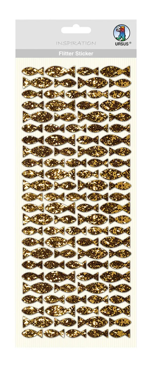 ursus-59490002-flitter-sticker-fisch-gold-ca-12-x-29-cm-selbstklebende-fisch-auf image 1