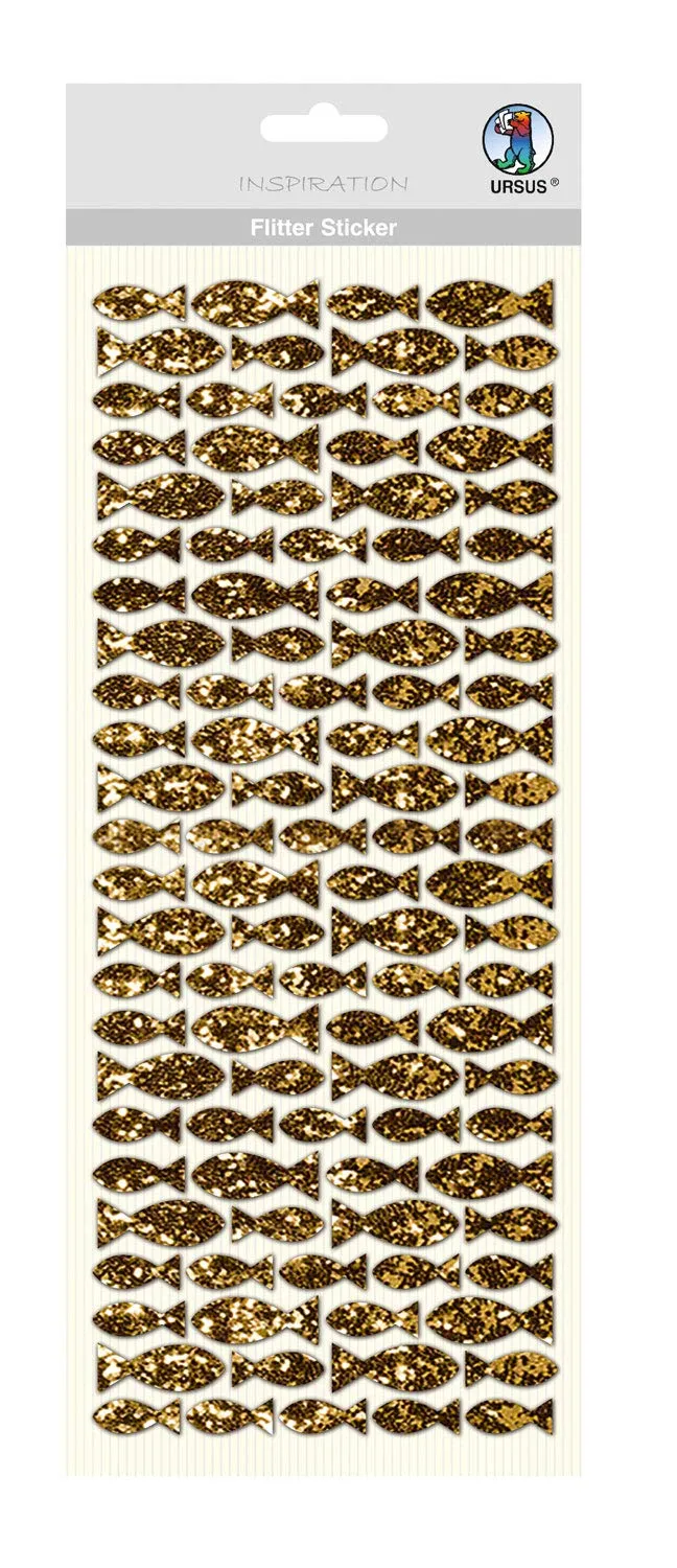 ursus-59490002-flitter-sticker-fisch-gold-ca-12-x-29-cm-selbstklebende-fisch-auf image 1