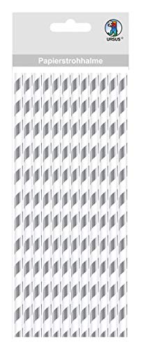 ursus-56850004-papierstrohhalme-mit-streifen-silber-gr-e-s-19-5-cm-24-st-ck-mit- image 2