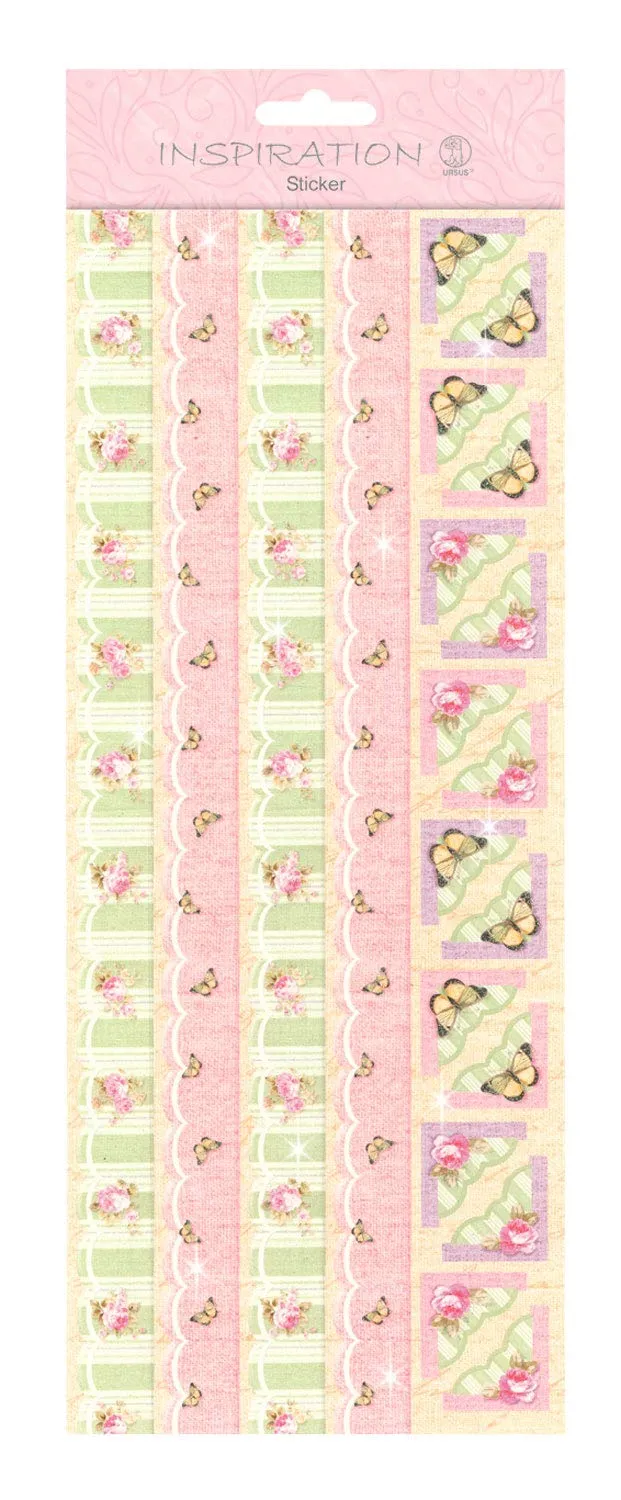 ursus-59700006-flat-sticker-borders-rosa-selbstklebend-mit-glittereffekt image 1