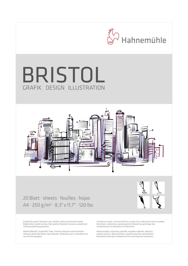 hahnem-hle-bristol-block-din-a4-20-blatt-250-g-m-glatt image 1