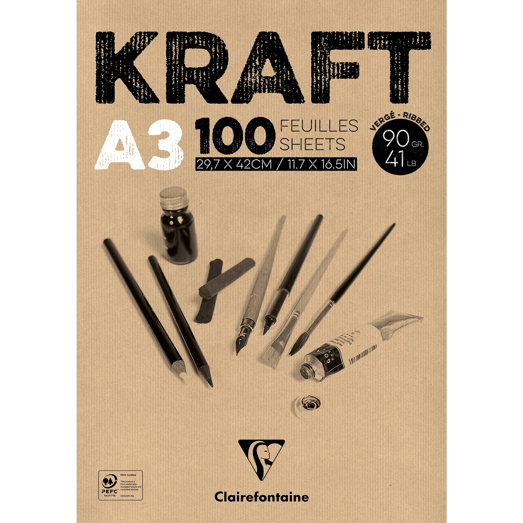 clairefontaine-96544c-kraftpapier-block-din-a5-14-8-x-21-cm-90-g-braun-100-blatt image 7