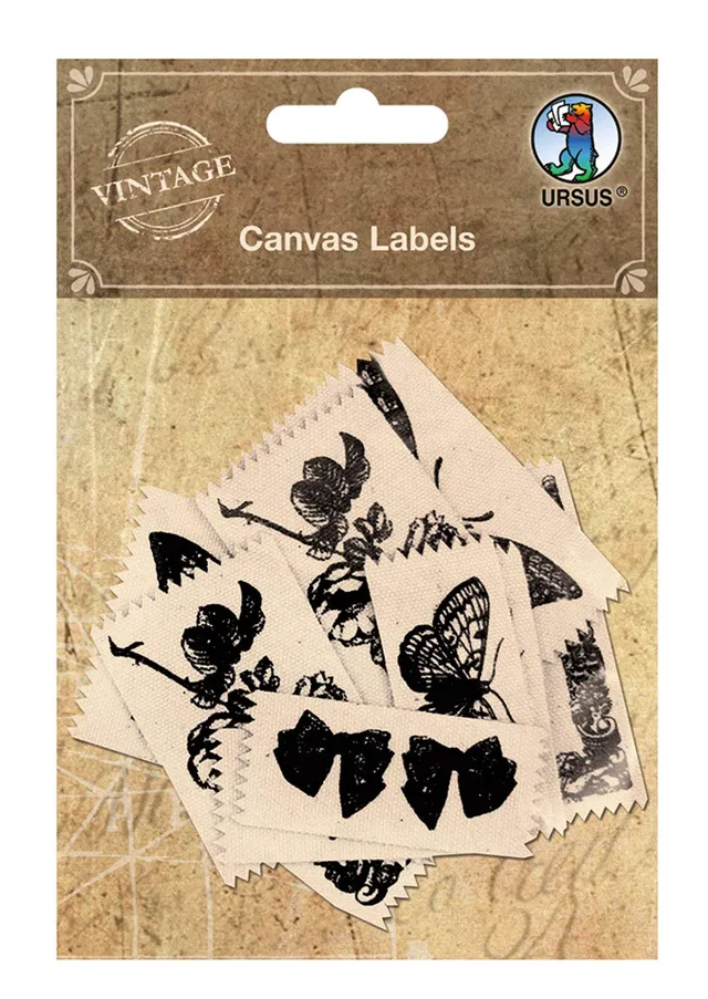 ursus-40690002-canvas-labels-vintage-mit-zackenrand-12-etiketten-aus-leinwandsto image 1