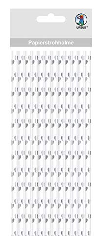 ursus-56850010-papierstrohhalme-mit-herzen-silber-folie-gr-e-s-19-5-cm-24-st-ck image 2