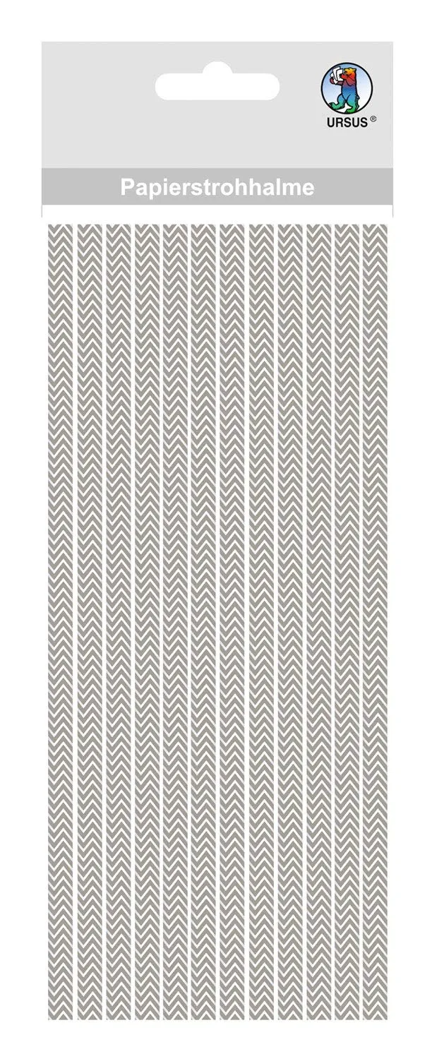 ursus-56770020-papierstrohhalme-chevron-grau-l-19-5-cm-12-st-ck image 1