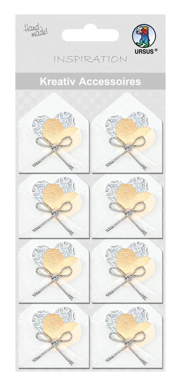 ursus-564000136-kreativ-accessoires-herz-gold-silber-selbstklebende-deko-sticker image 1
