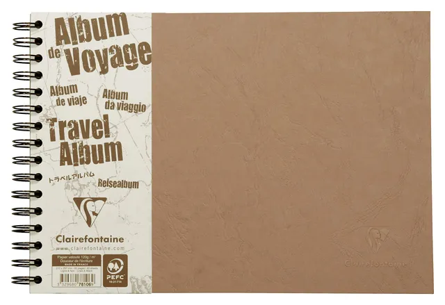 clairefontaine-age-bag-reisealbum-din-a4-quer-liniert-blanko-tabakbraun image 1