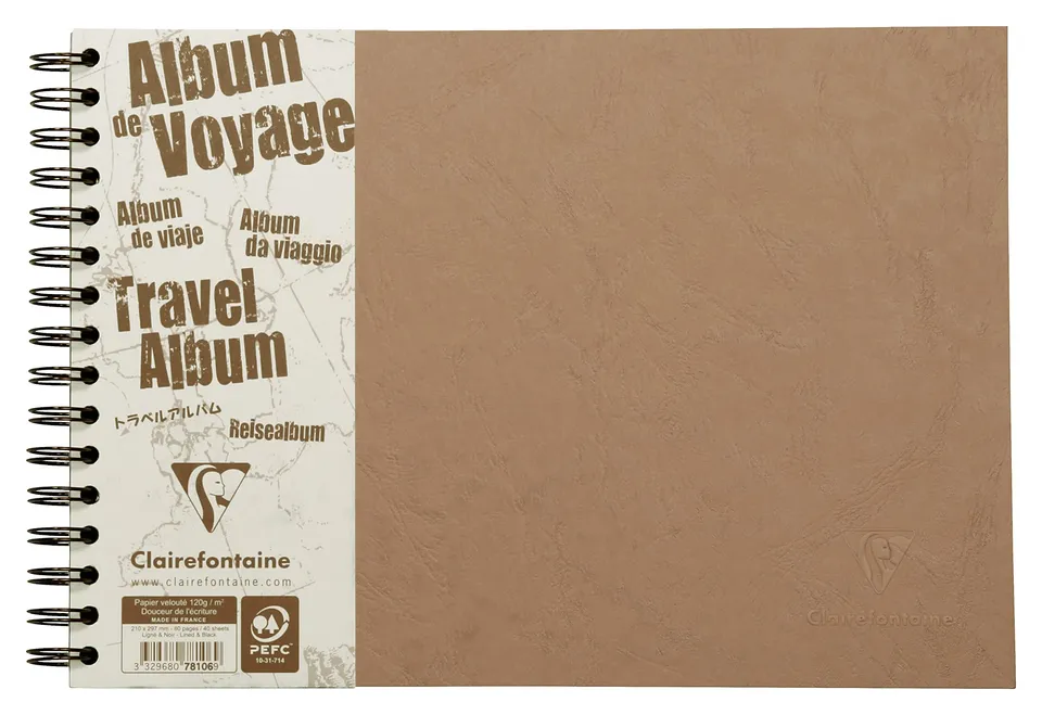 clairefontaine-age-bag-reisealbum-din-a4-quer-liniert-blanko-tabakbraun image 1