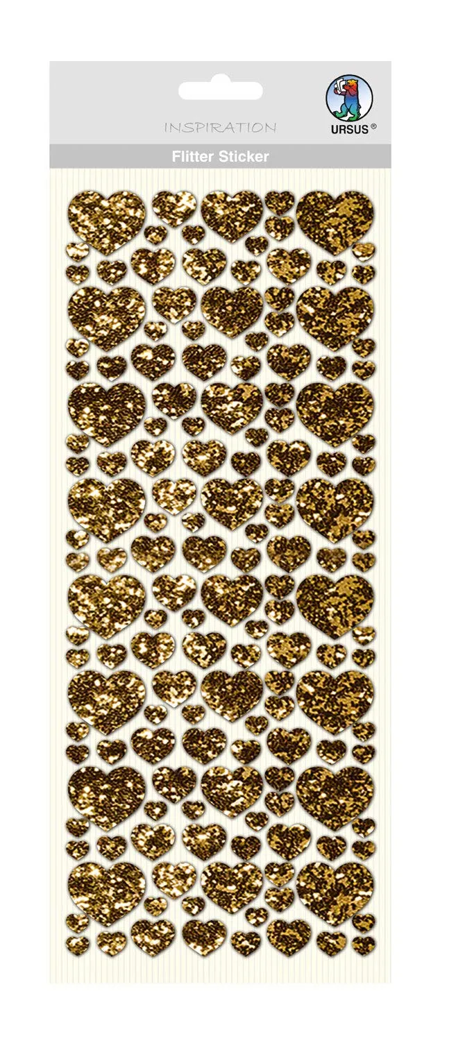 ursus-59490001-flitter-sticker-herz-gold-ca-12-x-29-cm-selbstklebende-herz-aufkl image 1