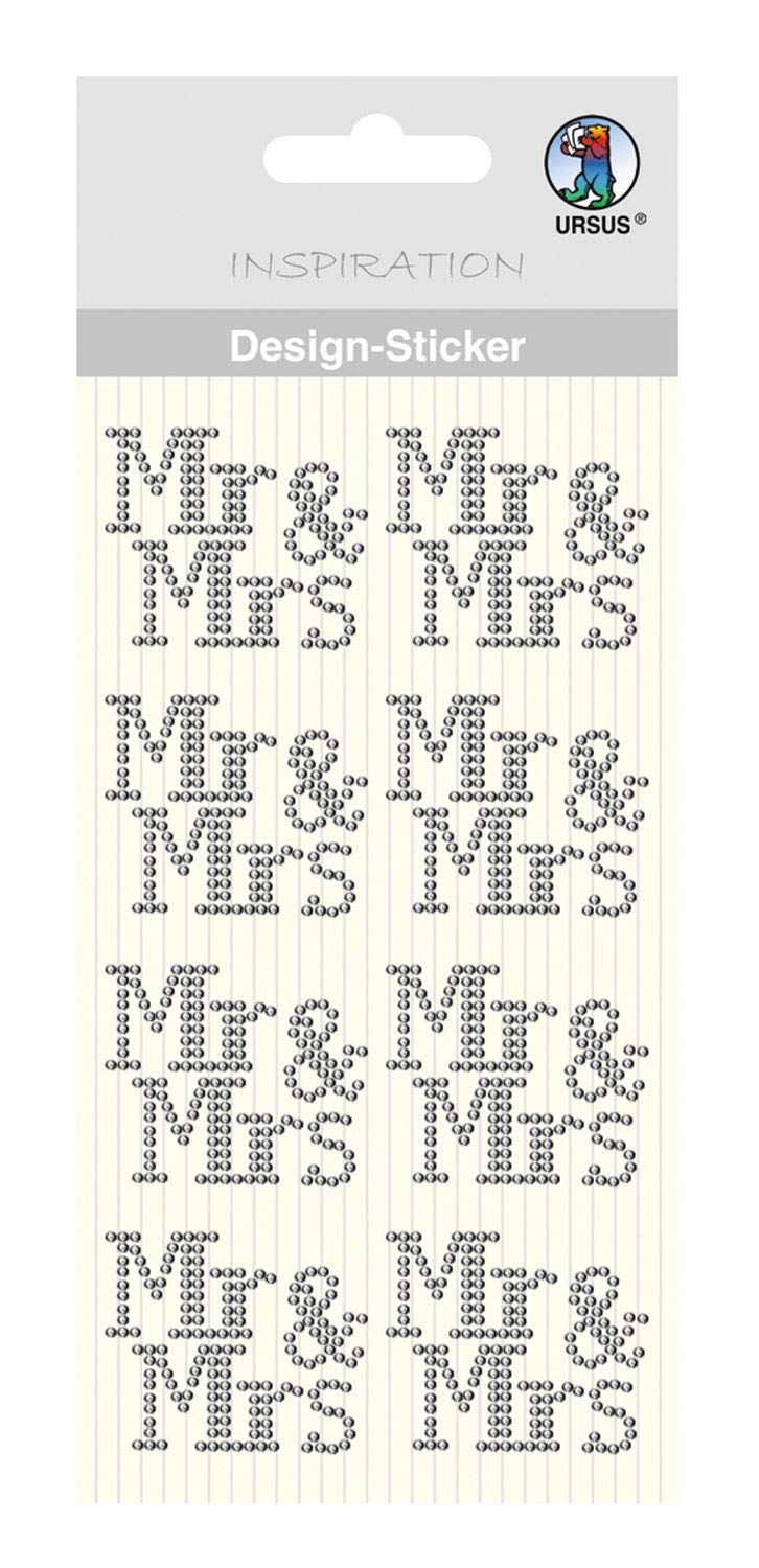 ursus-75070046-design-sticker-mr-mrs-silber-selbstklebend-8-st-ck image 1