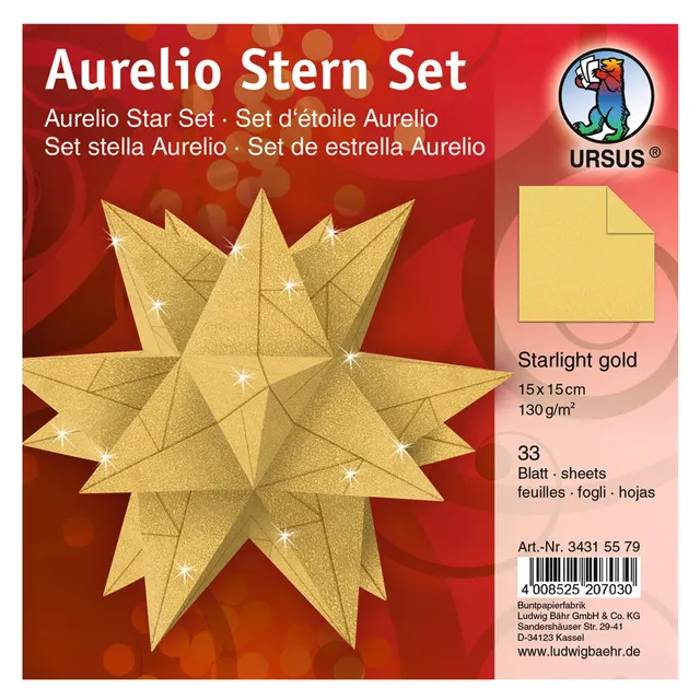 ursus-aurelio-stern-starlight-faltbl-tter-set-gold-matt-15x15-cm image 1