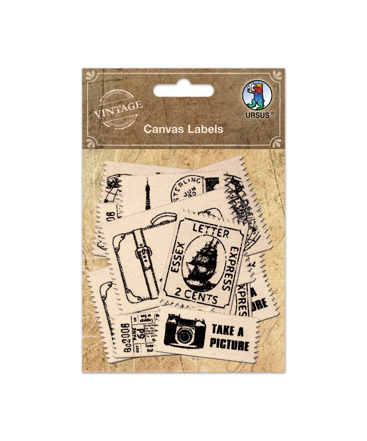 ursus-40690003-canvas-labels-vintage-12-stoffetiketten-aus-canvas-in-verschieden image 1