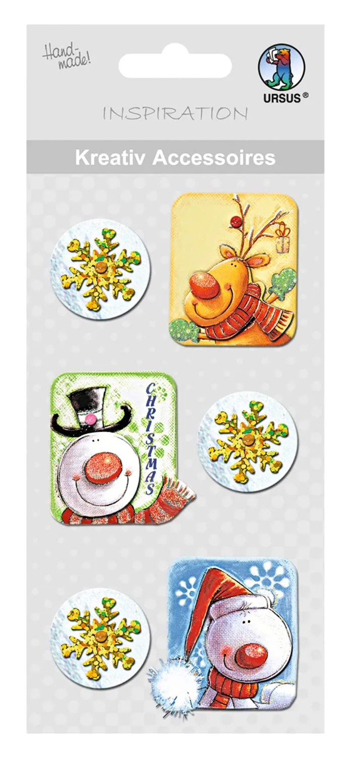 ursus-kreativ-accessoires-weihnachtsmotive-kinder-selbstklebende-sticker-6-st-ck image 1