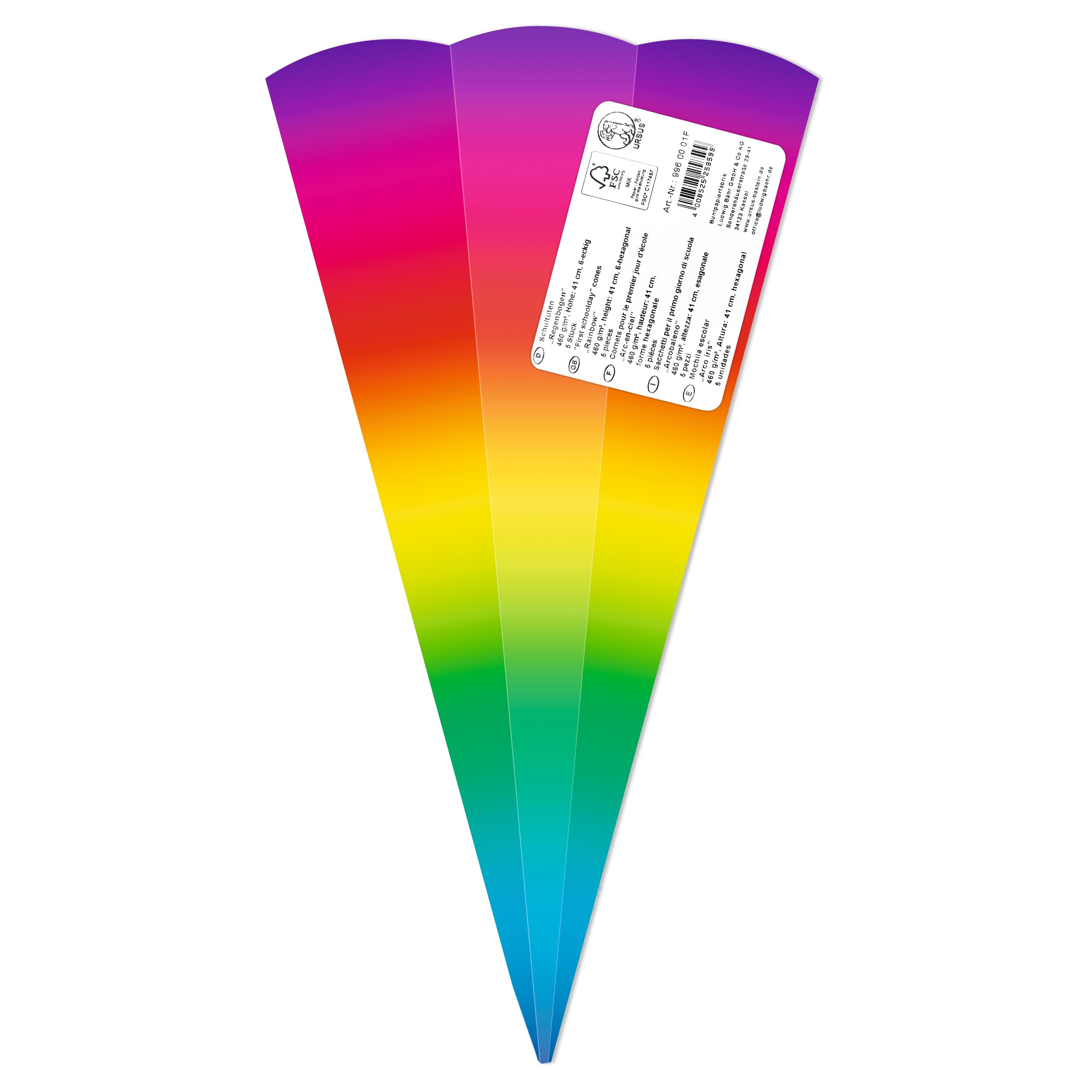 ursus-996-00-02f-schult-ten-regenbogen-5-st-ck-bastel-rohlinge-41-cm-6-eckig image 3
