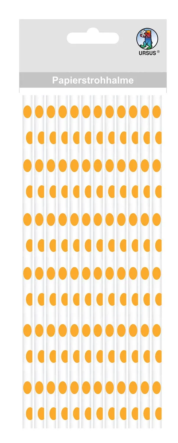 ursus-56770024-papierstrohhalme-punkte-orange-l-19-5-cm-12-st-ck image 1