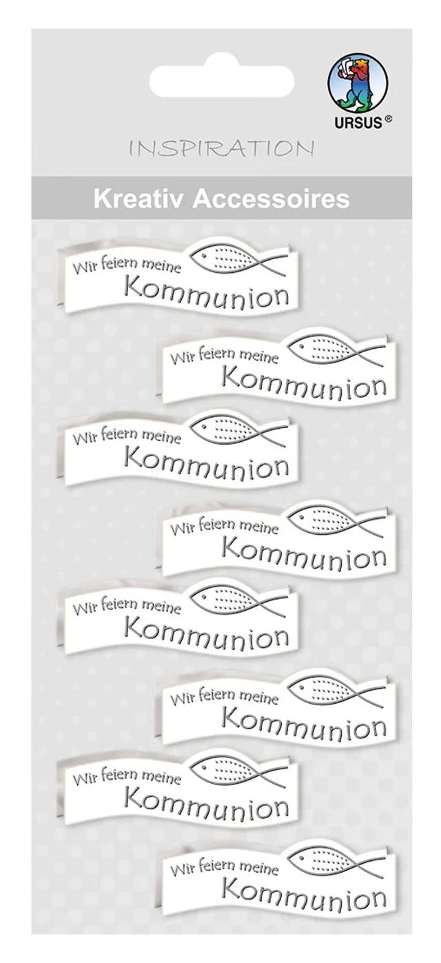 ursus-kreativ-accessoires-fisch-wir-feiern-kommunion-silber-selbstklebende-deko- image 1
