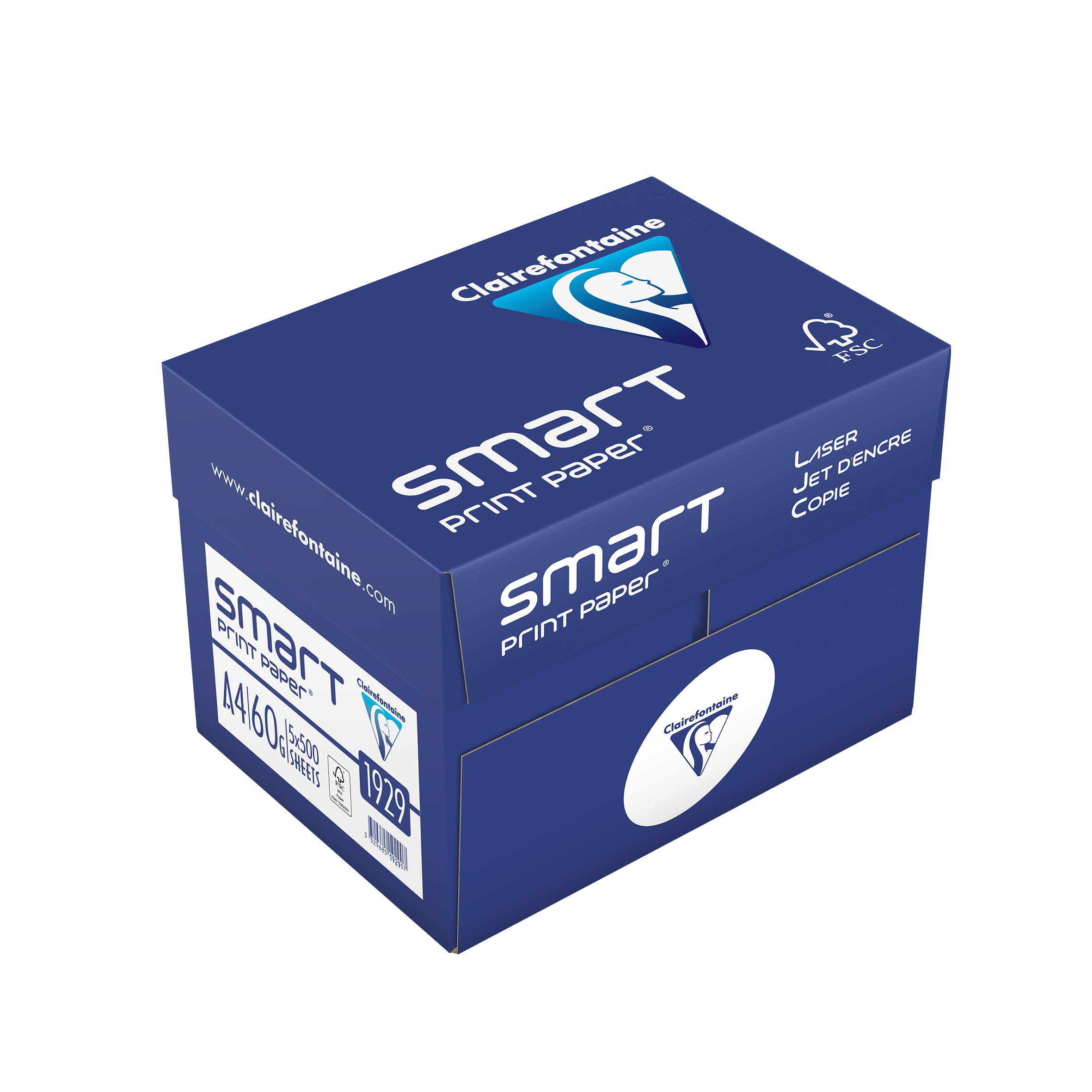clairefontaine-1929c-smart-print-druckerpapier-din-a4-60g-extrawei-karton-mit-5- image 1