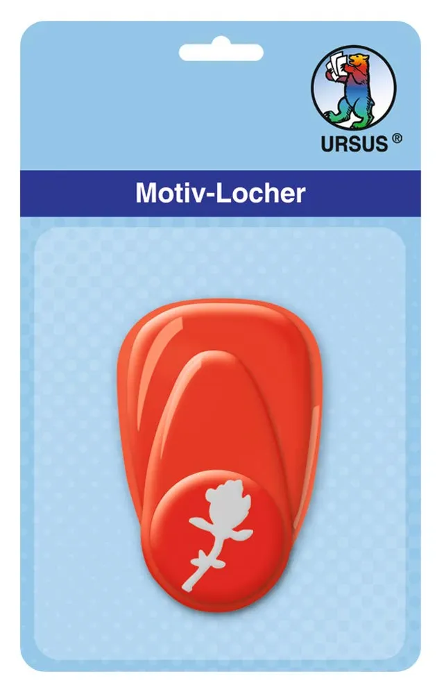 ursus-motivlocher-mit-hebel-klein-rose-16-mm-papierstanzer-rot image 1