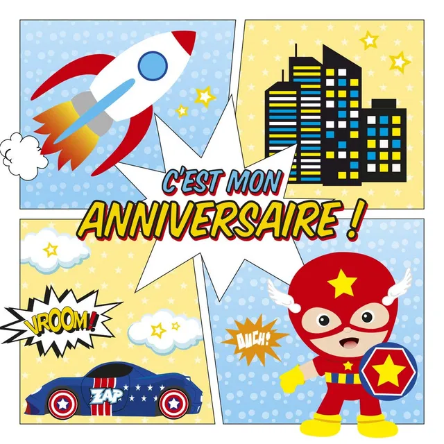 clairefontaine-20034c-einladungsset-geburtstag-super-h-ros-8-karten-11-6x11-6cm- image 1