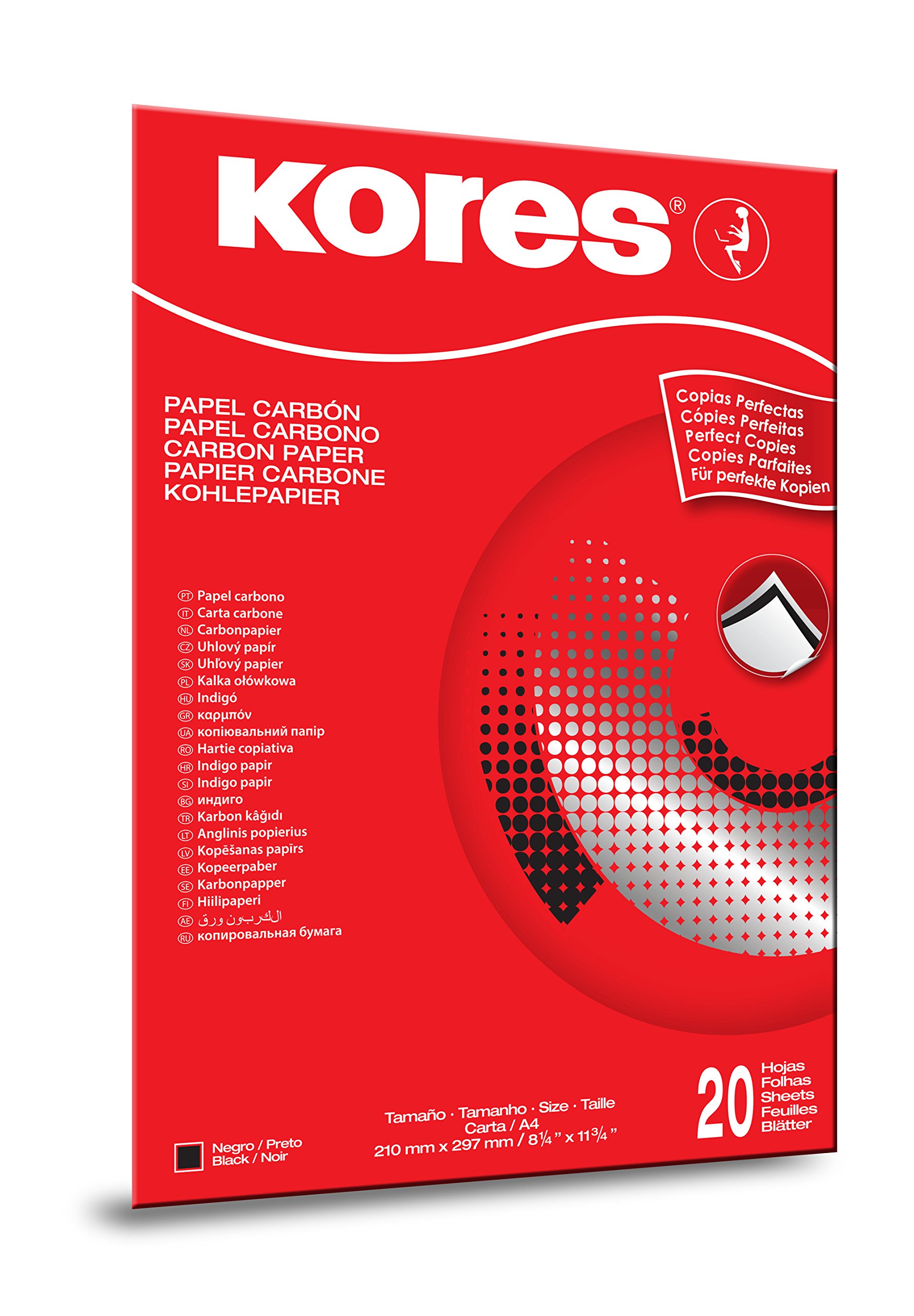 kores-kohlepapier-schwarz-a4-21-x-29-7-cm-20-blatt-wiederverwendbar image 1