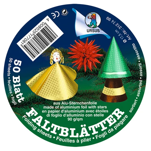 ursus-faltbl-tter-alu-mit-sternchenpr-gung-17-5-cm-90-g-qm-50-blatt-10-farben image 1