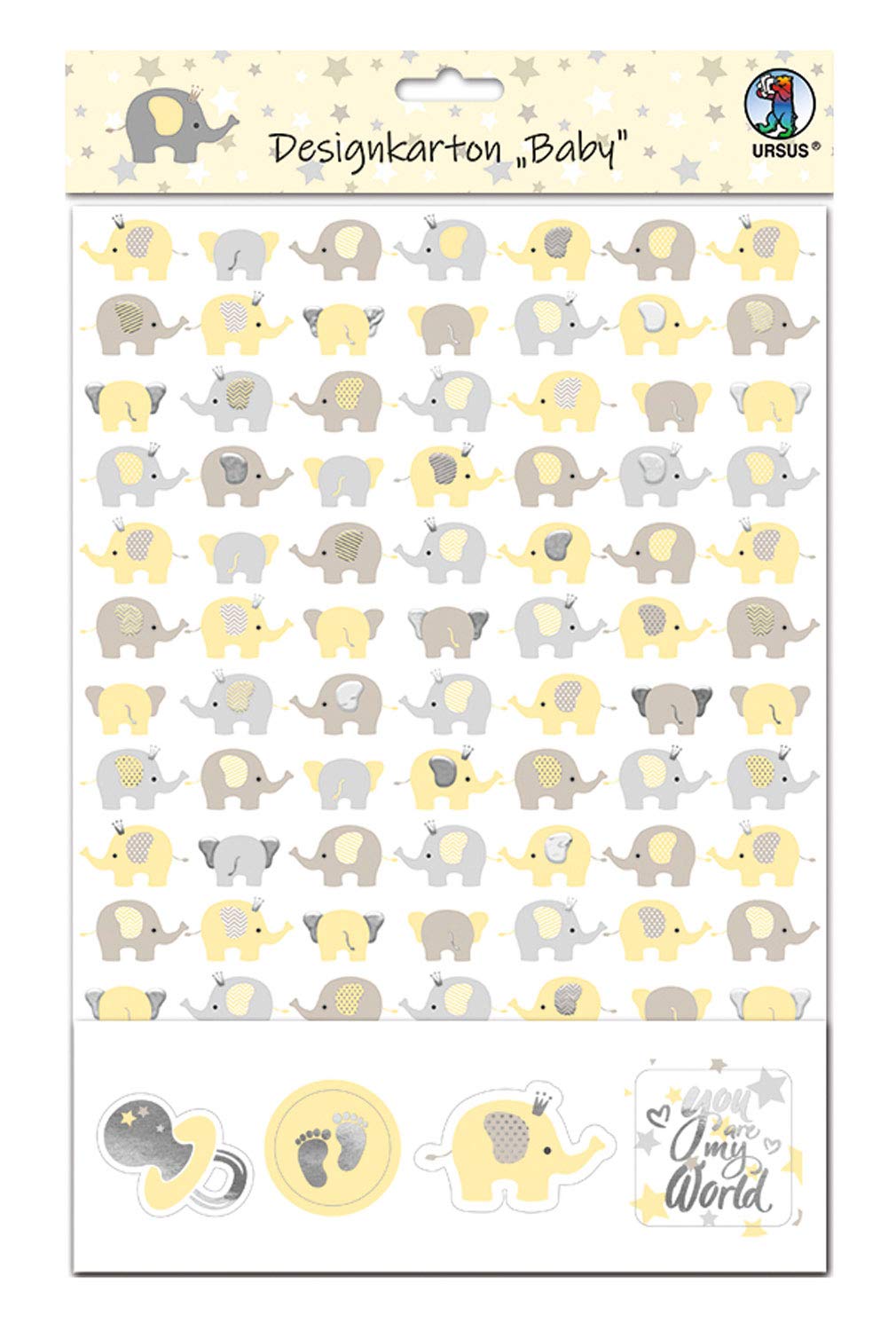 ursus-62454603f-designkarton-set-baby-din-a4-5-karten-20-sticker image 1