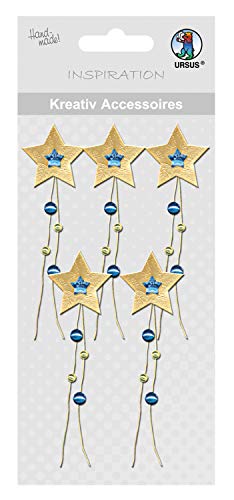 ursus-56400074-kreativ-accessoires-sterne-gold-blau-5-teiliges-deko-set image 3