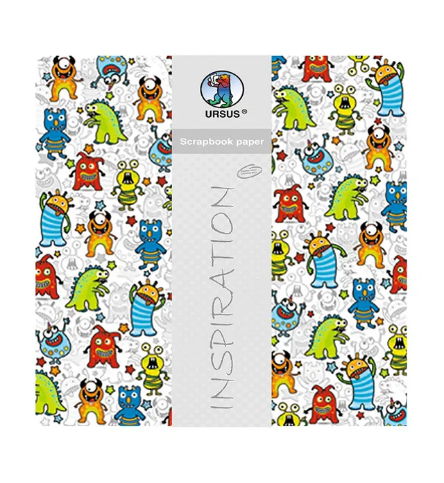 ursus-premium-glitter-scrapbook-paper-monster-motiv-193-30-5-x-30-5-cm-190-g-qm- image 1