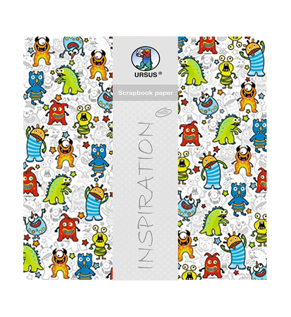 ursus-premium-glitter-scrapbook-paper-monster-motiv-193-30-5-x-30-5-cm-190-g-qm- image 1