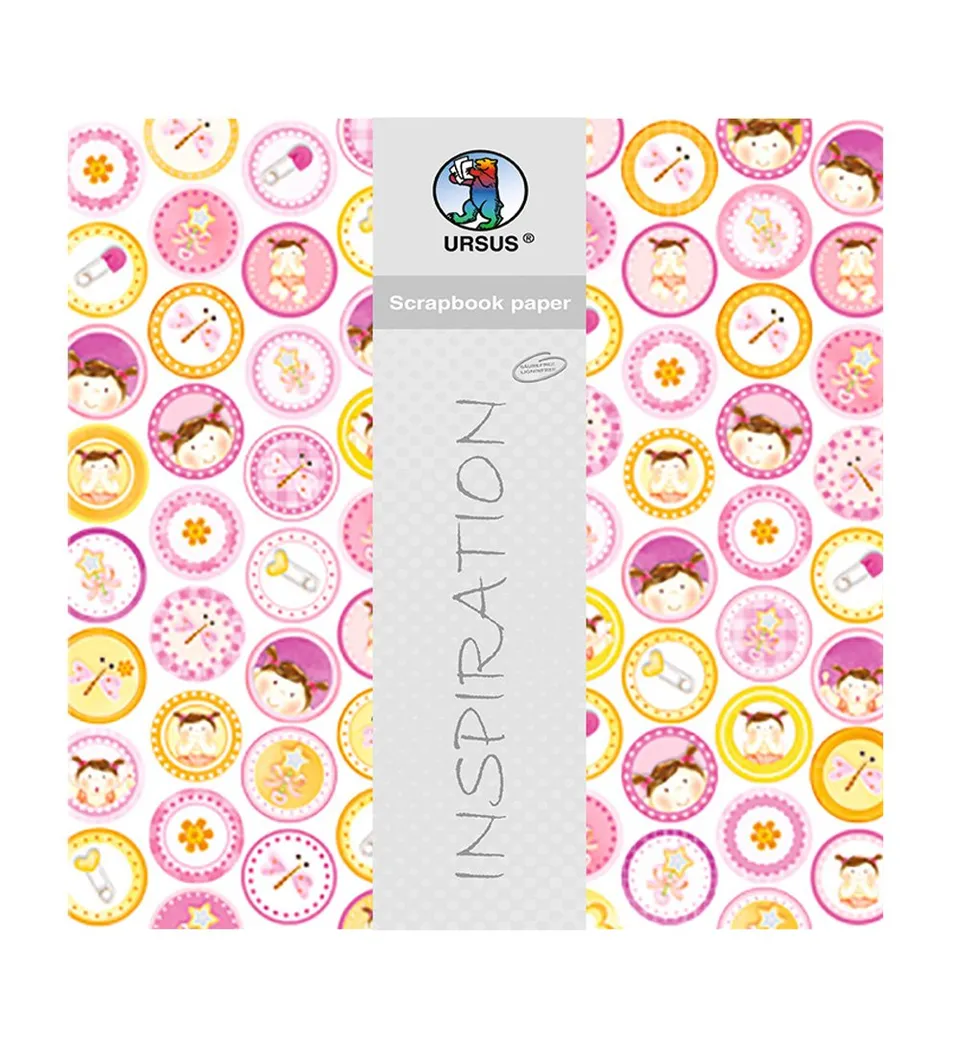 ursus-703000102-premium-glitter-scrapbook-paper-baby-girl-30-5-x-30-5-cm-5-blatt image 1