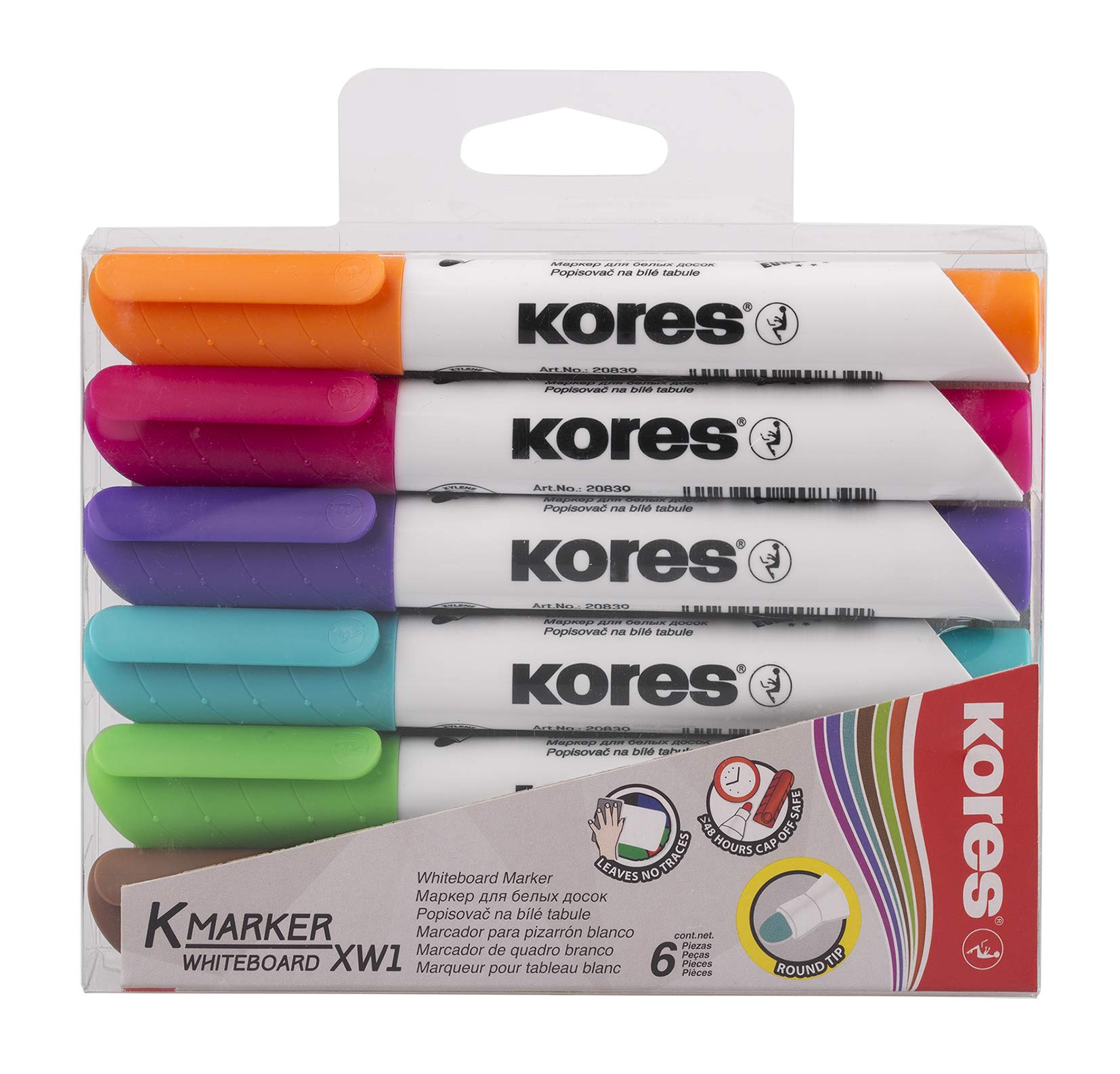kores-k-marker-xw1-whiteboard-marker-rundspitze-6er-set-sortiert image 1