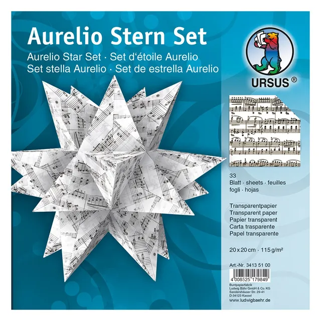 ursus-34135100-faltbl-tter-aurelio-stern-noten-schwarz-20x20-cm-33-blatt-115g image 1