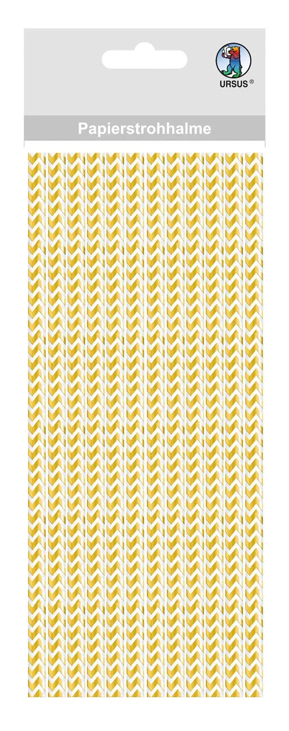 ursus-56850007-papierstrohhalme-mit-chevron-gold-folie-gr-e-s-19-5-cm-24-st-ck image 1