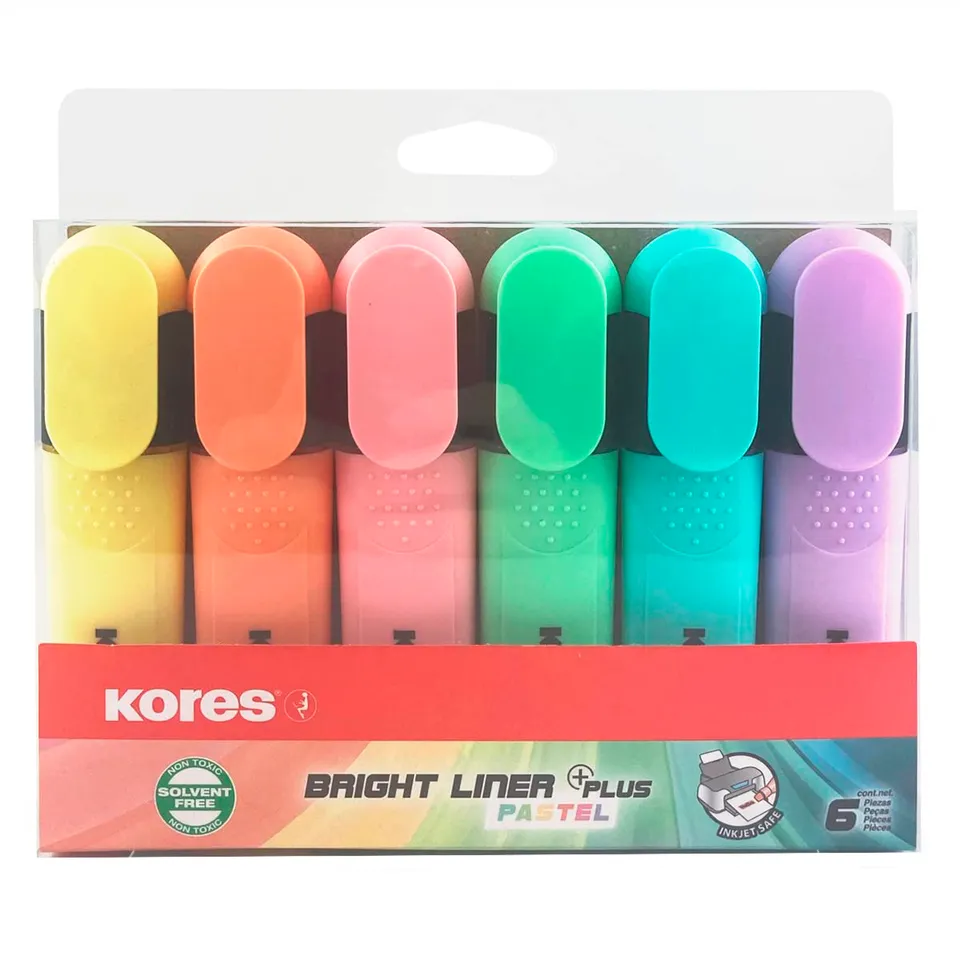kores-bright-liner-textmarker-keilspitze-6er-set-pastell-tm36166 image 1