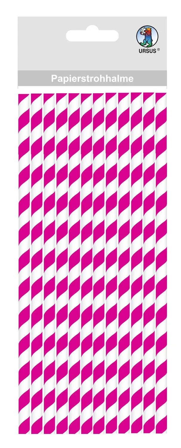 ursus-56760005-papierstrohhalme-streifen-eosin-gr-e-m-19-5-cm-16-st-ck image 1