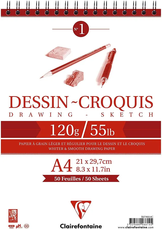 clairefontaine-96614c-zeichenblock-croquis-a4-skizzenpapier-120g-mit-doppelspira image 1