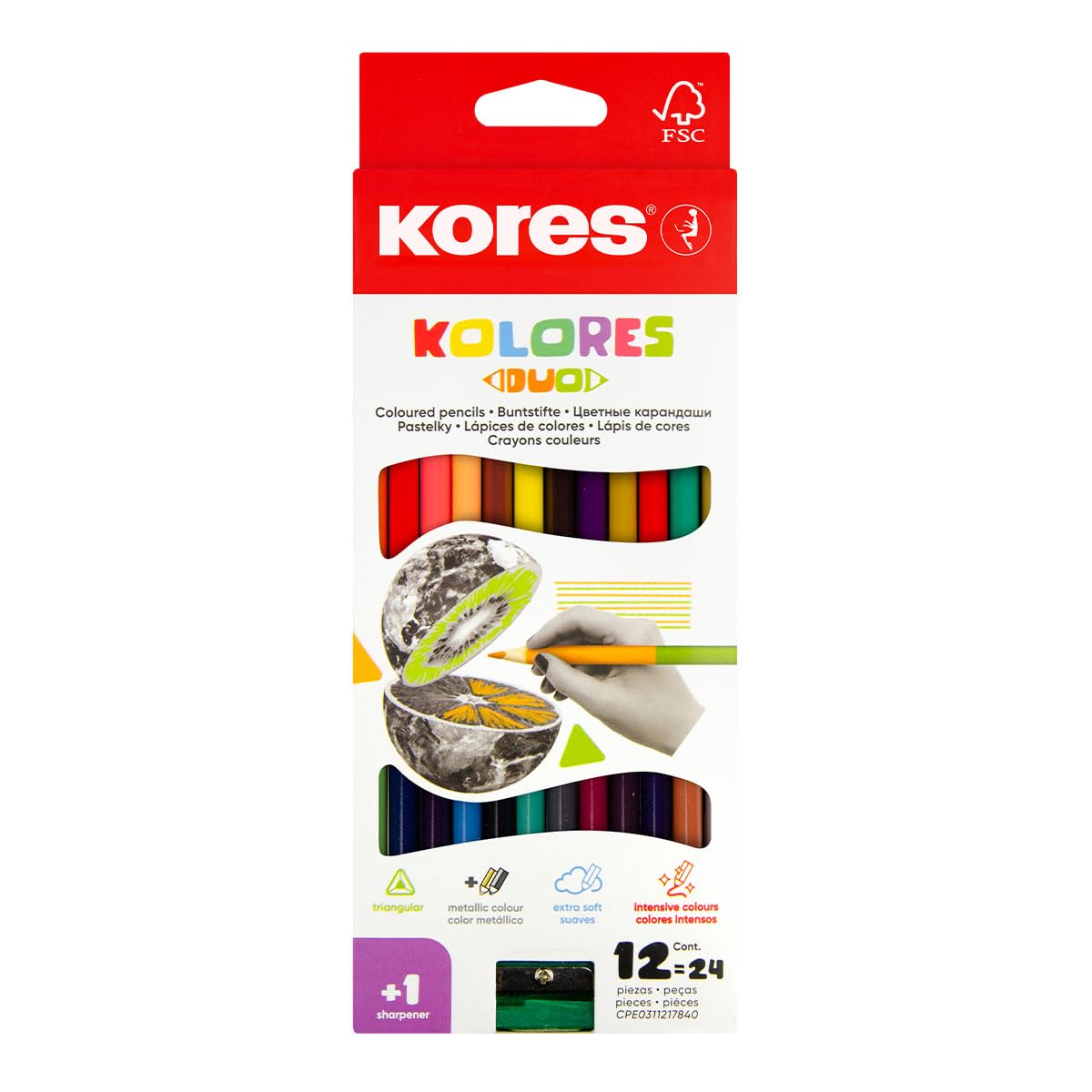 kores-kolores-93312-buntstifte-12er-set-dreieckig image 1