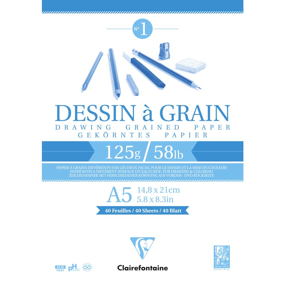 clairefontaine-96686c-zeichenblock-a5-40-blatt-125g-gek-rnt-wei image 1