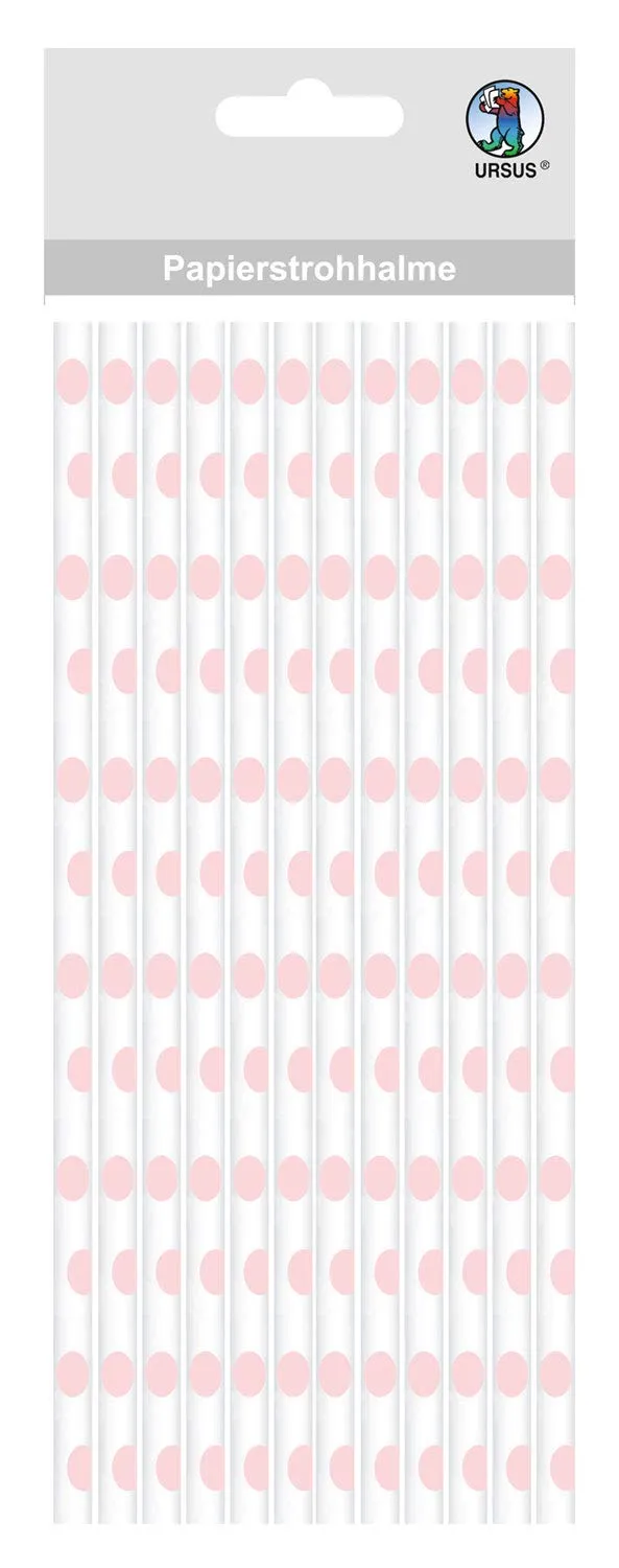 ursus-56770026-papierstrohhalme-mit-punkten-rosa-gr-e-l-12-st-ck image 1