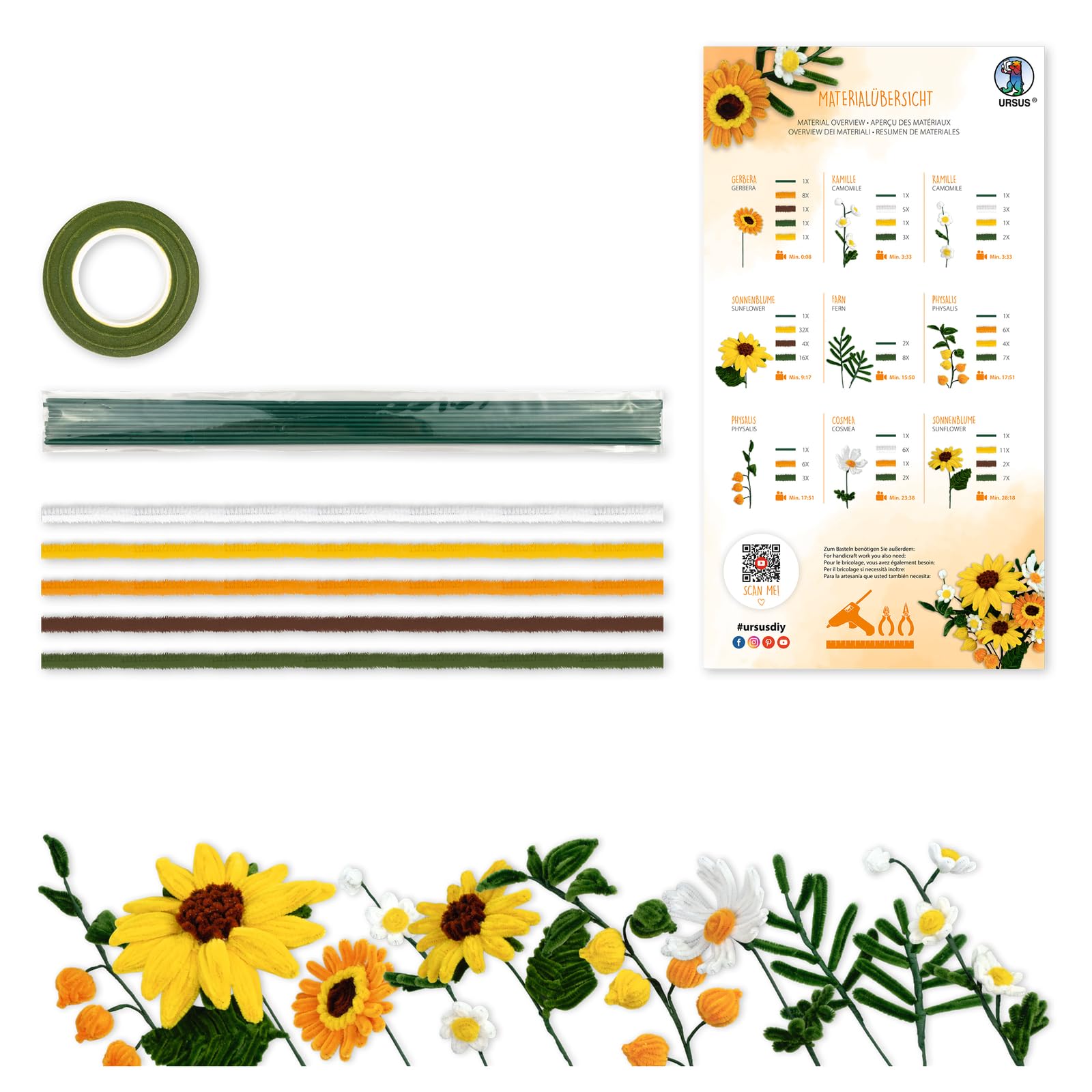 ursus-diy-set-blumen-gelb-27040001-blumenstrau-aus-chenilledraht-basteln image 2