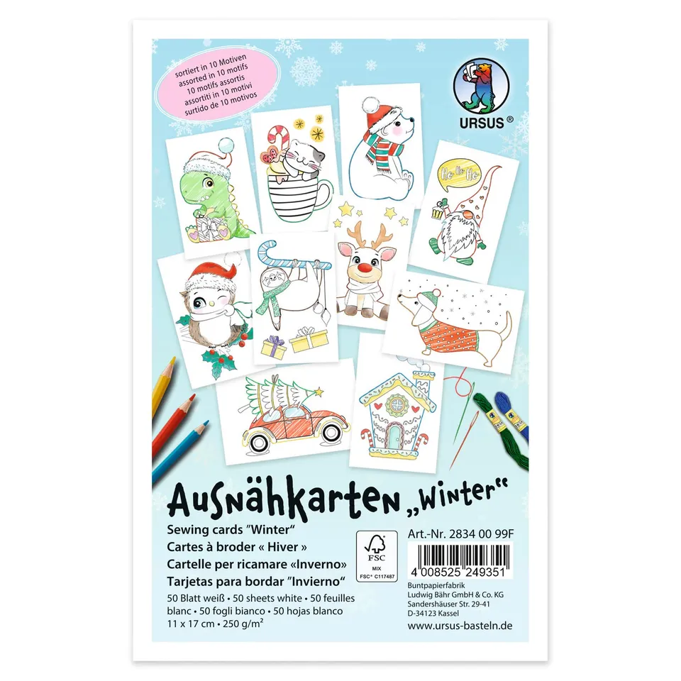 ursus-ausn-hkarten-f-r-kinder-winter-50-stickkarten-11-x-17-cm image 1
