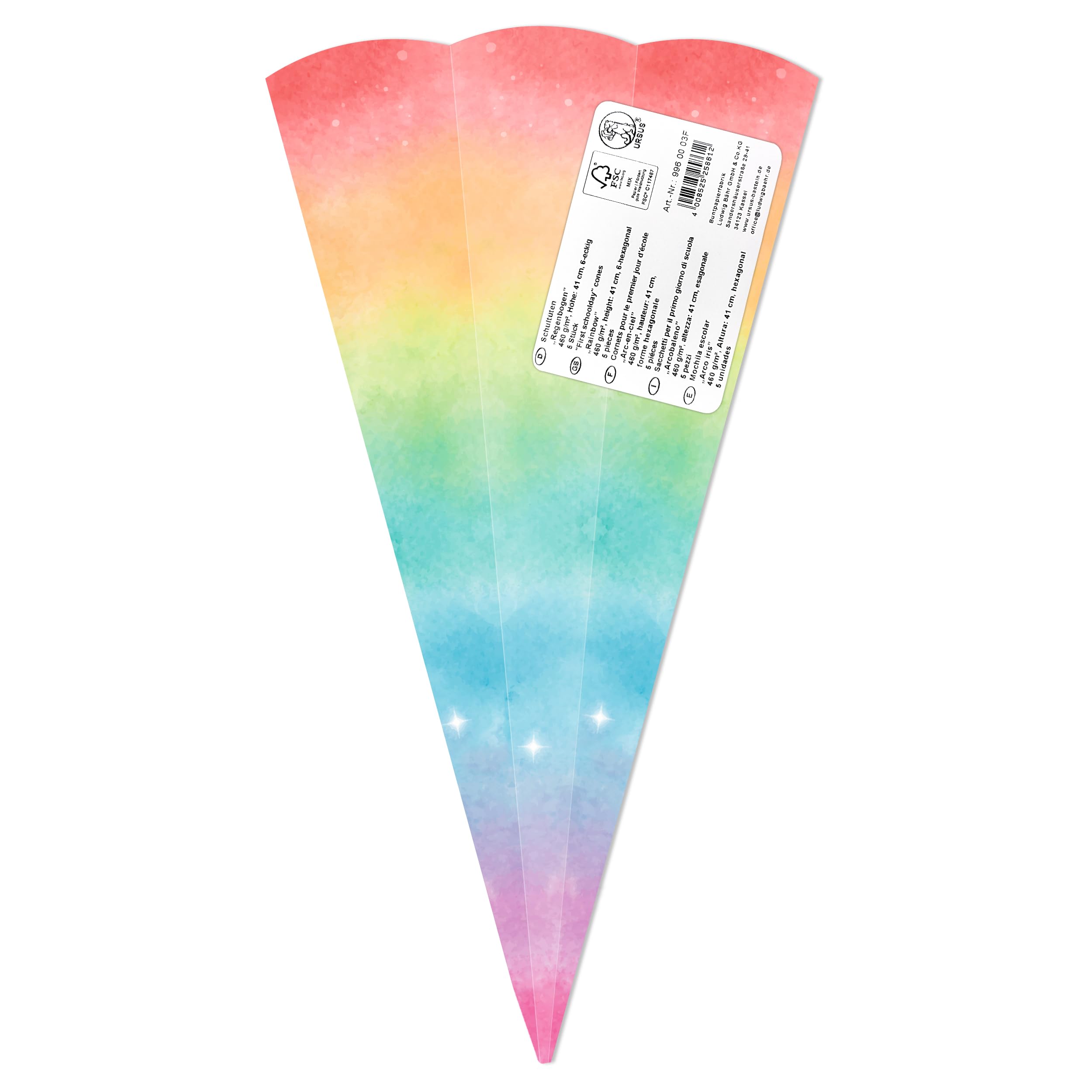 ursus-996-00-02f-schult-ten-regenbogen-5-st-ck-bastel-rohlinge-41-cm-6-eckig image 6