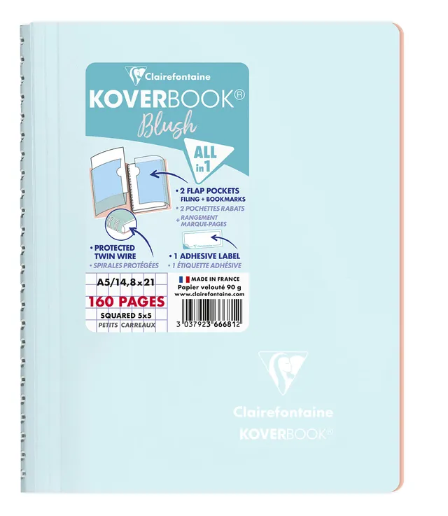 clairefontaine-366681c-koverbook-spiralblock-a5-kariert-80-blatt-pp-einband-past image 1