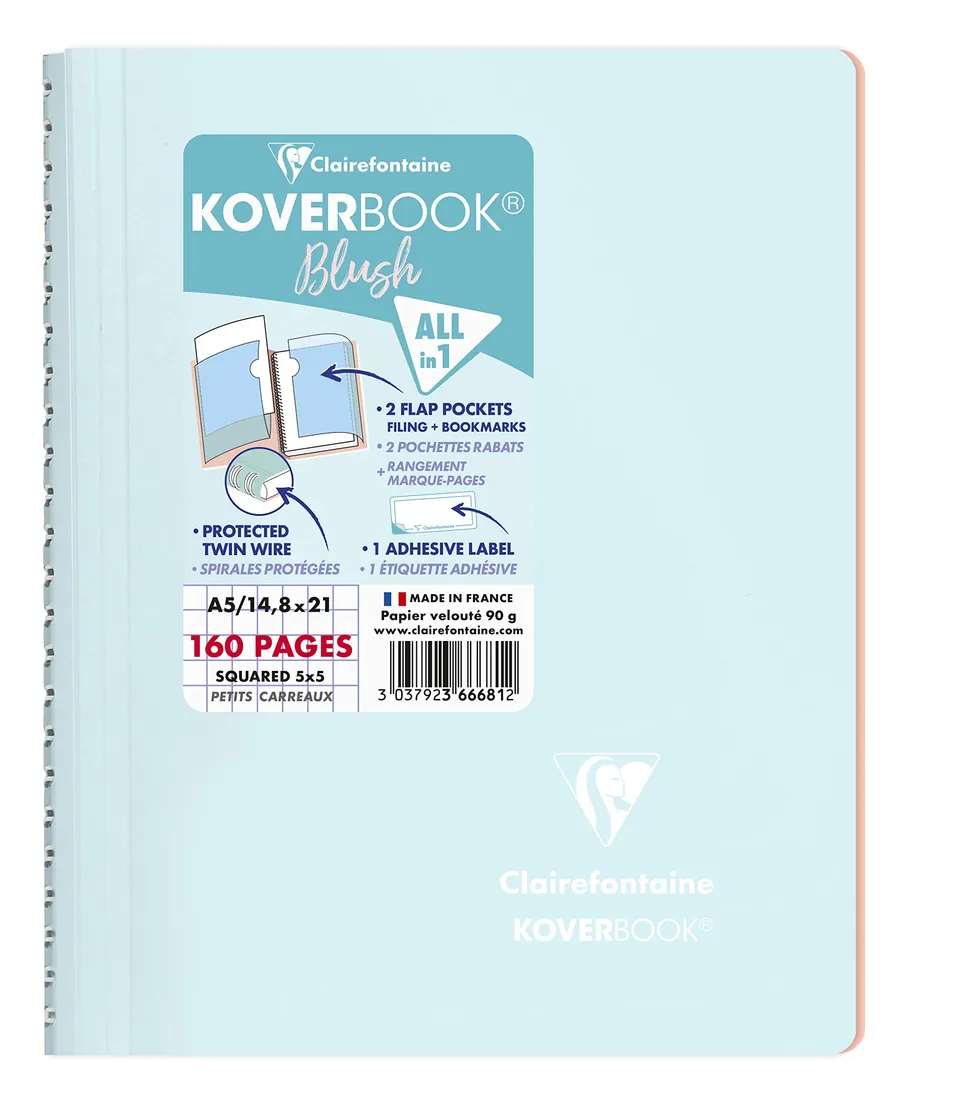 clairefontaine-366681c-koverbook-spiralblock-a5-kariert-80-blatt-pp-einband-past image 1