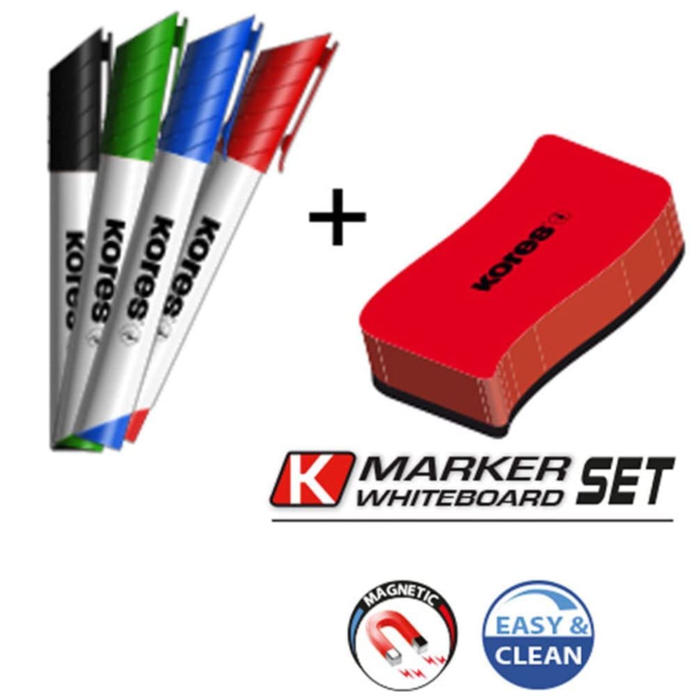 kores-k-marker-xw2-whiteboard-marker-set-4-farben-magnet-l-schschwamm-keilspitze image 4
