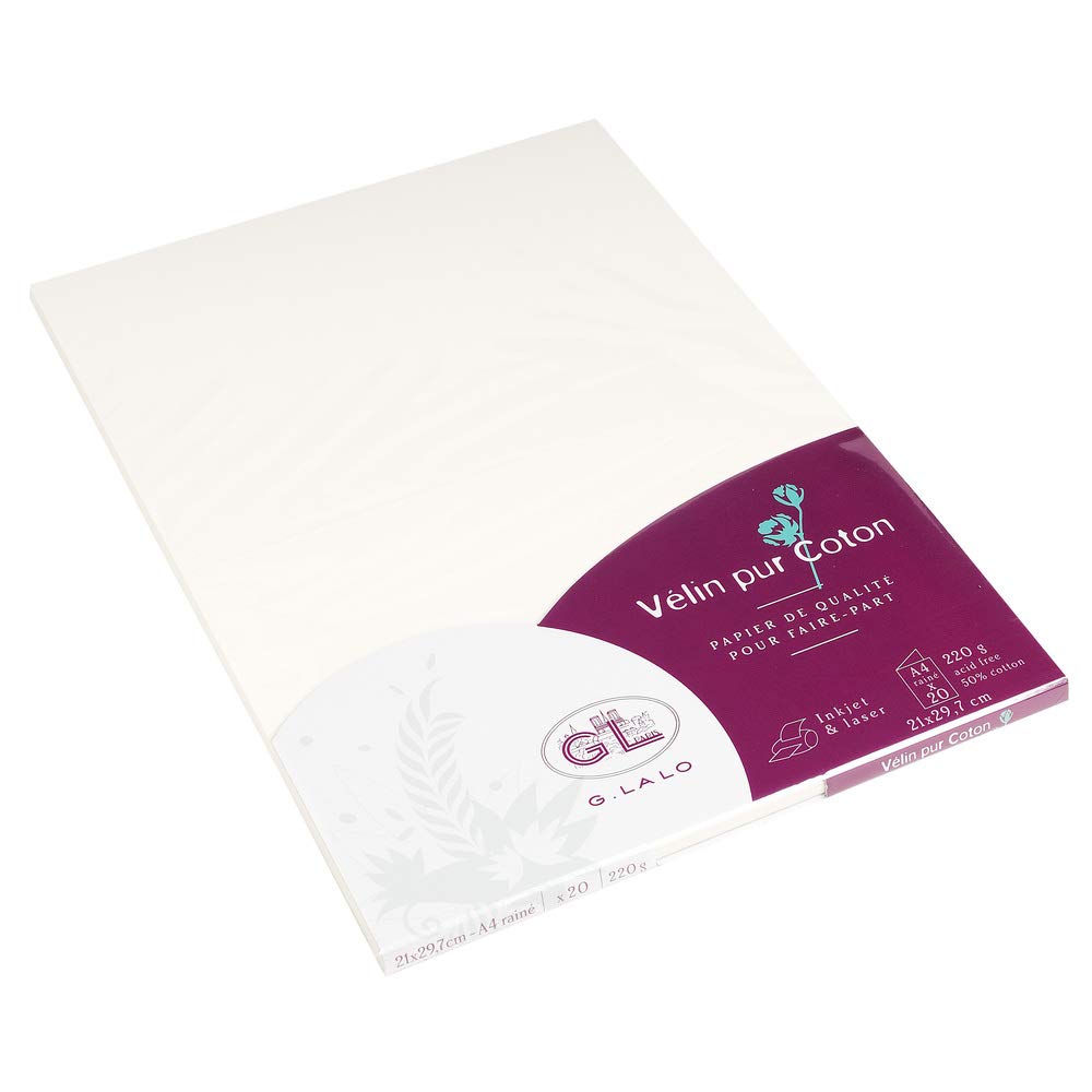 lalo-velin-briefpapier-a4-220g-cremewei-20-blatt-baumwolle image 1