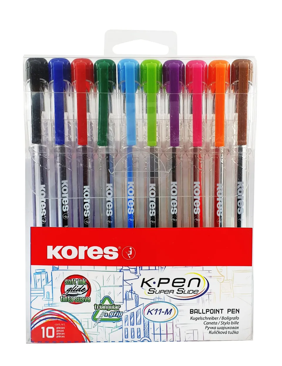 kores-k11-kugelschreiber-1-mm-medium-10er-pack-farbig-sortiert image 1