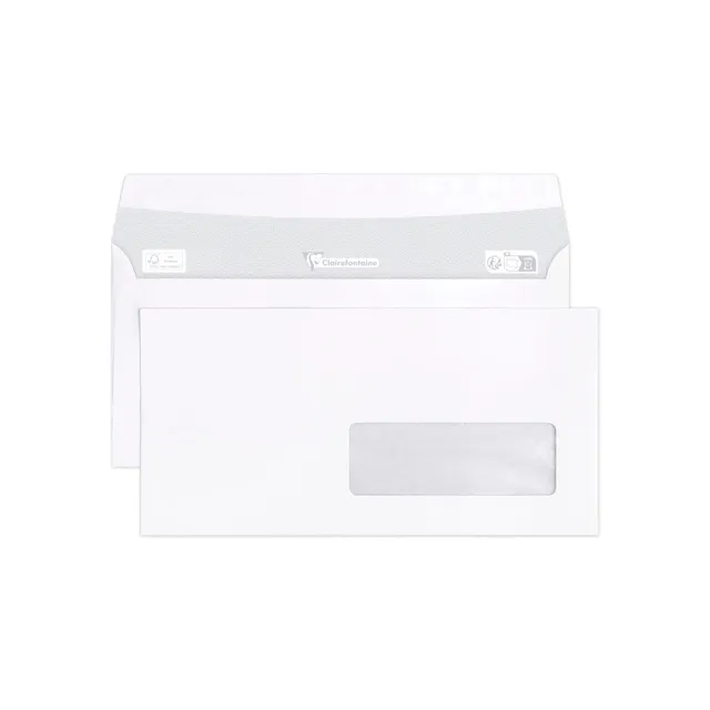 clairefontaine-109055c-umschl-ge-dl-110x220-mm-selbstklebend-90-g-wei-mit-fenste image 1